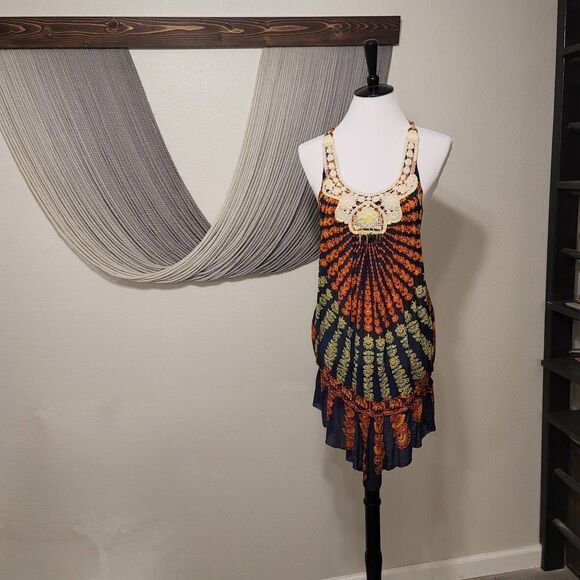 Free People Boho Tank Top Dress Sz S - Picture 1 of 4